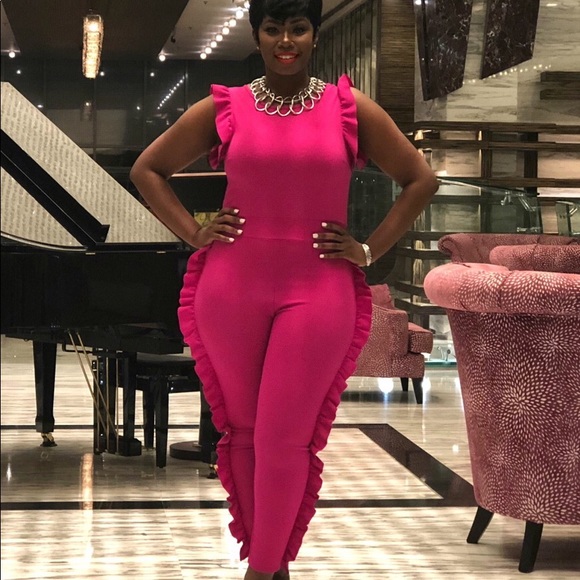 pink fitted jumpsuit